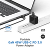 Tragbares Smart GaN 45W USB Typ-C PD3.0 mit 2 Ports Ladegerät 