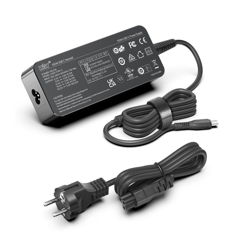 100-W-USB-C-PD-Netzteil in schwarzer Farbe