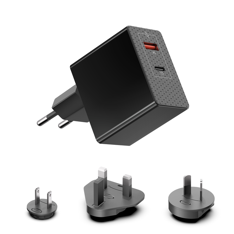 Mehrfachstecker-Universal-GaN-45-W-USB-Typ-C-PD3.0-Ladegerät mit 2 Anschlüssen 1C1A 